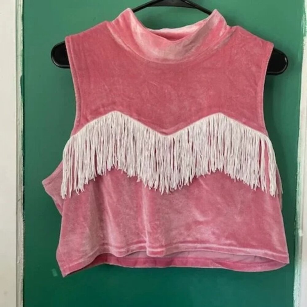Fashion Brand Company Pink Cowboy Fringe crop top